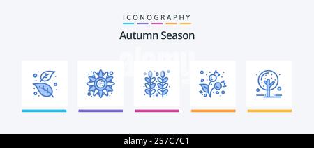 Autumn Blue 5 Icon Pack Including cold. berries. thanksgiving. autumn. thanksgiving. Creative Icons Design Stock Vector