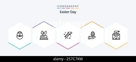 Easter 25 Line icon pack including massege. easter. holiday. egg. day Stock Vector