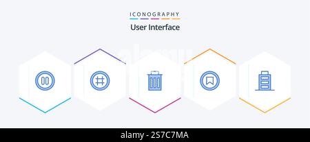 User Interface 25 Blue icon pack including user. battery. interface. user. plus Stock Vector