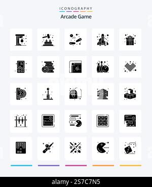 Creative Arcade 25 Glyph Solid Black icon pack  Such As fun. gift. fun. play. fun Stock Vector