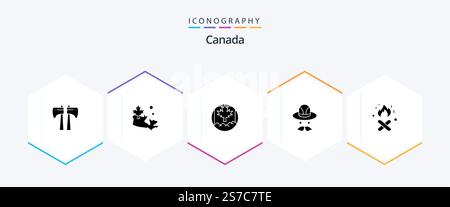 Canada 25 Glyph icon pack including . . flag. canada. fire Stock Vector