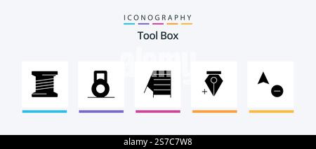 Tools Glyph 5 Icon Pack Including . anchor. cursor. Creative Icons Design Stock Vector