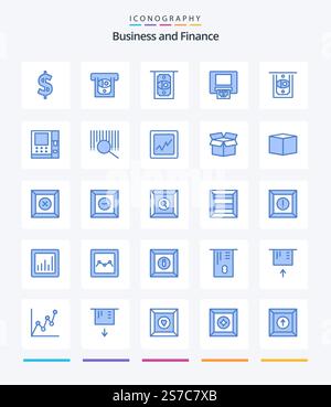 Creative Finance 25 Blue icon pack  Such As box. delete. search. box. cargo Stock Vector
