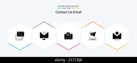 Email 25 Glyph icon pack including remove. email. email. send. internet Stock Vector