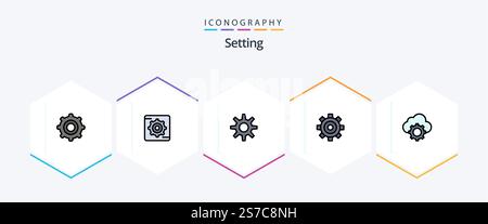Setting 25 FilledLine icon pack including . cloud-computing. wheel. cloud. setting Stock Vector
