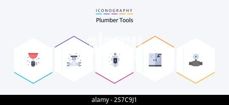 Plumber 25 Flat icon pack including shower. plumber. system. fire. design Stock Vector