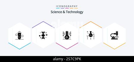Science And Technology 25 Glyph icon pack including science. laboratory. genetic modification. technology. molecule Stock Vector