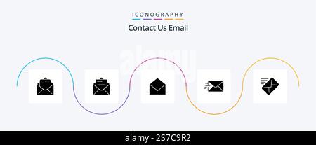 Email Glyph 5 Icon Pack Including . message. message. mail. message Stock Vector