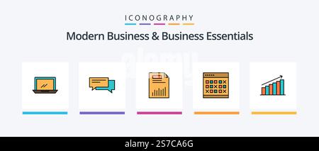 Modern Business And Business Essentials Line Filled 5 Icon Pack Including database. archive. archive. files. file. Creative Icons Design Stock Vector