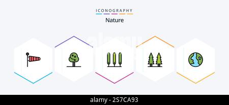Nature 25 FilledLine icon pack including . globe. nature. earth. park Stock Vector