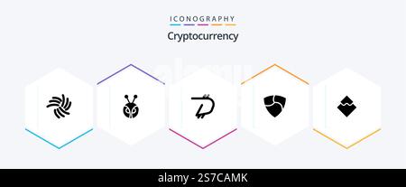 Cryptocurrency 25 Glyph icon pack including coin . crypto . crypto currency. coin Stock Vector