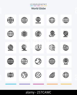 Creative Globe 25 OutLine icon pack  Such As global. globe. stand. global. web Stock Vector