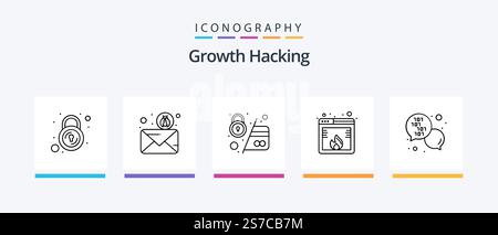 Hacking Line 5 Icon Pack Including lock. security. bug. firewall. insecure. Creative Icons Design Stock Vector