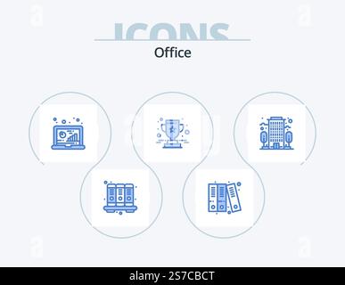 Office Blue Icon Pack 5 Icon Design. company. star. analytic. prize. achievement Stock Vector
