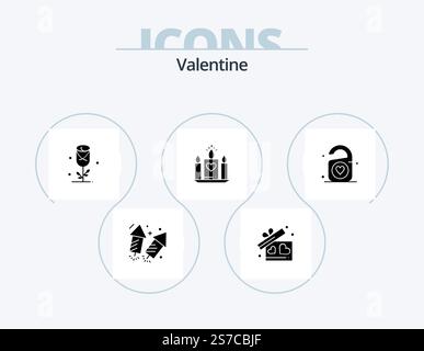 Valentine Glyph Icon Pack 5 Icon Design. love. love. gift. day. valentine Stock Vector
