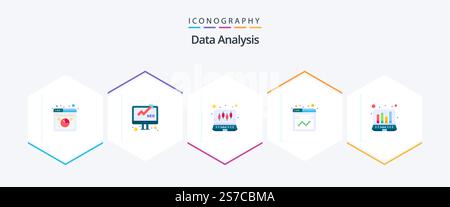 Data Analysis 25 Flat icon pack including report. data. seo. business. analysis Stock Vector