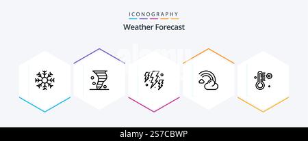 Weather 25 Line icon pack including line. filled. weather. cloud. power Stock Vector
