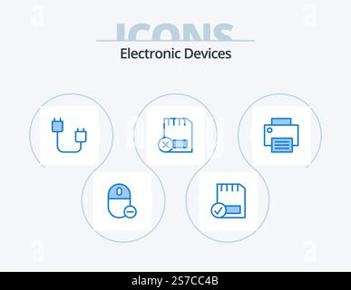 Devices Blue Icon Pack 5 Icon Design. devices. card. devices. hardware. devices Stock Vector