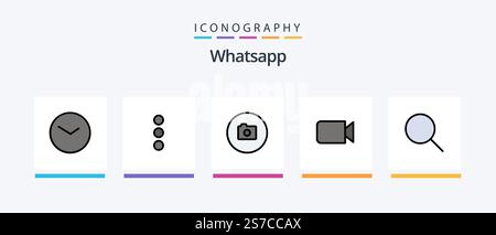 Whatsapp Line Filled 5 Icon Pack Including telephone. app. basic. ui. headphone. Creative Icons Design Stock Vector