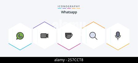 Whatsapp 25 FilledLine icon pack including microphone. ui. cup. basic. search Stock Vector