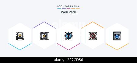 Web Pack 25 FilledLine icon pack including computer. seo. web. target. web Stock Vector