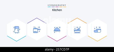 Kitchen 25 Blue icon pack including . tool. ware. kitchen. pestle Stock Vector