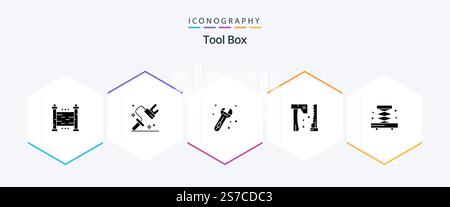 Tools 25 Glyph icon pack including tools. construction. construction. tools. construction Stock Vector