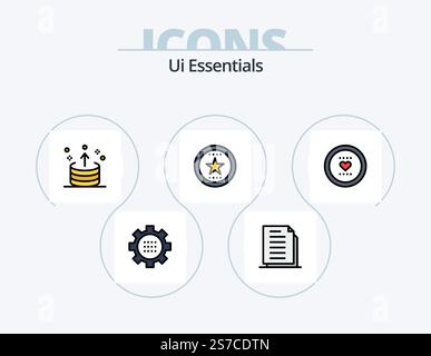 Ui Essentials Line Filled Icon Pack 5 Icon Design. application. add. pie. remove. delete Stock Vector