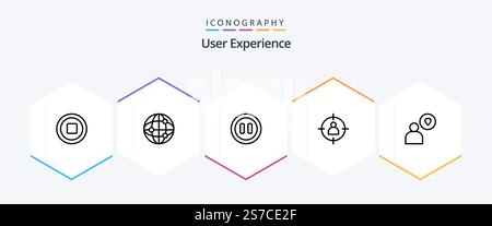 User Experience 25 Line icon pack including user. target . man . Stock Vector