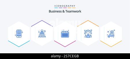 Business And Teamwork 25 Blue icon pack including rate. work. calendar. team. business Stock Vector