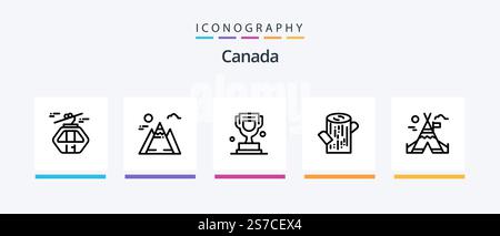 Canada Line 5 Icon Pack Including bottle. leaf. canada. canada. flag. Creative Icons Design Stock Vector