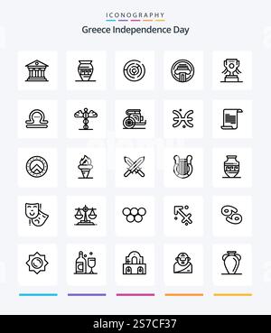 Creative Greece Independence Day 25 OutLine icon pack  Such As award. typewriter. greece. type. maze Stock Vector