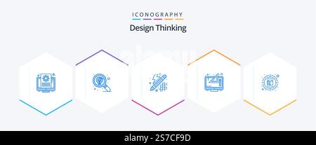 Design Thinking 25 Blue icon pack including thinking. digital. thinking. design. thinking Stock Vector