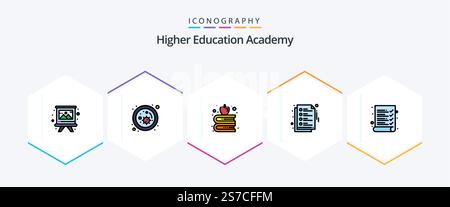 Academy 25 FilledLine icon pack including . exam. apple. audit. study Stock Vector