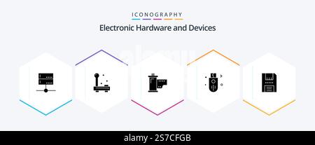 Devices 25 Glyph icon pack including outline. devices. equipment. movie. film Stock Vector