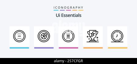 Ui Essentials Line 5 Icon Pack Including global. browser. interface. paint. colour. Creative Icons Design Stock Vector