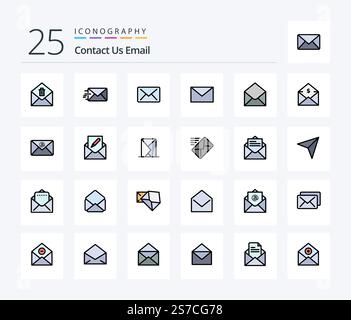 Email 25 Line Filled icon pack including compose. inbox. mail. email. money Stock Vector