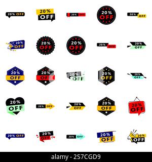 25 Eye-Catching Sale Banners: 20% Off in a Variety of Styles Stock Vector