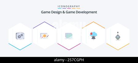 Game Design And Game Development 25 Flat icon pack including nuclear. bomb. complete. textures. layout Stock Vector