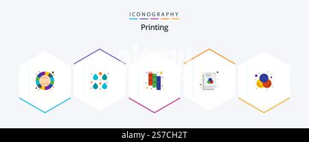 Printing 25 Flat icon pack including design. color. paint. rgb. file Stock Vector