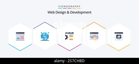 Web Design And Development 25 Flat icon pack including cloud sharing. web page. design. web. finger Stock Vector