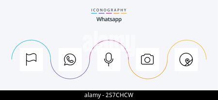 Whatsapp Line 5 Icon Pack Including location. basic. microphone. ui. image Stock Vector