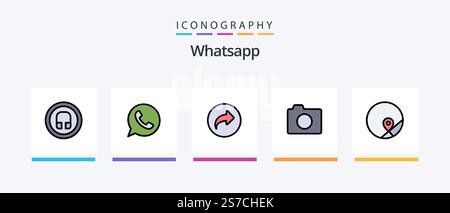 Whatsapp Line Filled 5 Icon Pack Including ui. basic. app. ui. image. Creative Icons Design Stock Vector