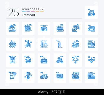 Transport 25 Blue Color icon pack including transport. ship. travel. van. bus Stock Vector