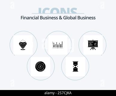 Financial Business And Global Business Glyph Icon Pack 5 Icon Design. . up. sand. line. stone Stock Vector