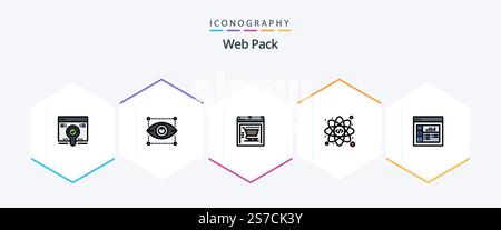Web Pack 25 FilledLine icon pack including . graphics. ecommerce. design. atom Stock Vector