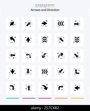 Creative Arrow 25 Glyph Solid Black icon pack  Such As arrows. left. left. up. arrow Stock Vector