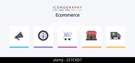 Ecommerce Flat 5 Icon Pack Including speed. ecommerce. trolley ecommerce. buy. shopping. Creative Icons Design Stock Vector