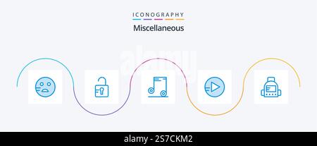 Miscellaneous Blue 5 Icon Pack Including . school. school Stock Vector