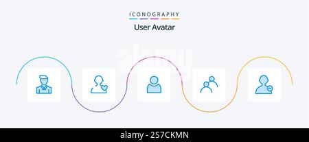 User Blue 5 Icon Pack Including user. basic. avatar. basic. looked Stock Vector